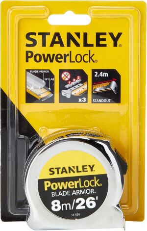 STANLEY® PowerLock® 26 in./8m (25mm Wide) Tape Measure With BladeArmor™