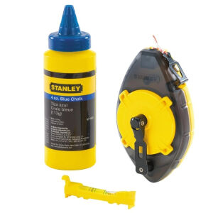STANLEY® POWERWINDER® 30m Chalk Line Reel With Blue Chalk and Level