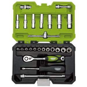 Draper Expert Metric Socket Set, 1/4" Square. Drive. Green (25 Piece)