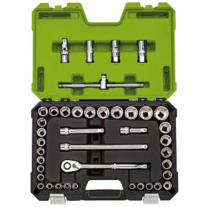 Draper Expert MM/AF Combined Socket Set, 1/2" Square. Drive. Green (41 Piece)