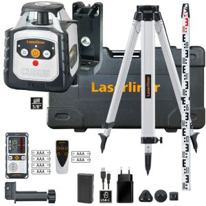 Laserliner Cubus Rotary Laser with Tripod, Receiver & Staff - 210 S Set 150 cm - 052.205A