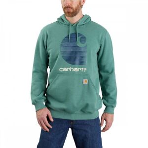 Carhartt 105431 Rain Defender C Logo Hoodie - Slate Green Heather - Medium