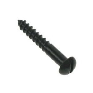 6 x 1 1/2 Round Head Black Japanned Slotted Woodscrews (Box Of 200)