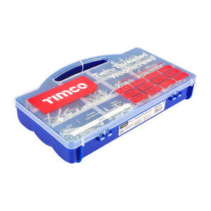 Timco WOODTRAY Twinthread Countersunk Pozi BZP Assorted Wood Screw Tray - 1140 Pieces