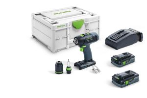 Festool 576447 18V Cordless Drill T 18+3 HPC 4.0 I-Plus 2 x 4.0Ah Batteries