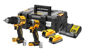 DeWalt DCK2050E2T XR 18V Compact Brushless Combi/Impact Twin Kit - 2 x Powerstack Batteries