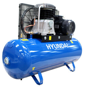 Hyundai - HY55200-3 - 200 Litre 3-Phase Air Compressor 21CFM/145psi - Twin Cylinder - Belt Drive - 5.5hp - 400V