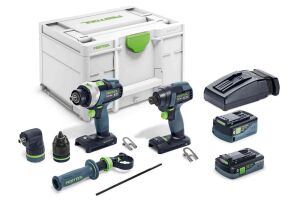 Festool 577655 18V Cordless Screwdriver & Drill Set TID 18 5,0/4,0-Set TPC 18/4 1 x 4.0Ah & 1 x 5.0Ah Batteries