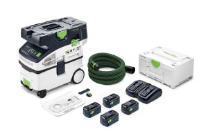 Festool 577673 36V Twin 18V Cordless Mobile Dust Extractor (L Class) CLEANTEC CTLC MIDI I-Plus 4 x 5.0Ah Batteries