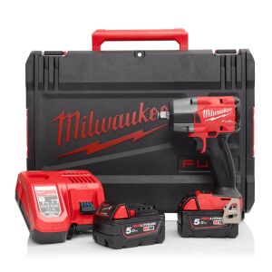 Milwaukee M18FMTIW2F12-502X 18V 1/2" Mid-Torque Impact Wrench c/w Friction Ring - 2 x 5.0 Batteries
