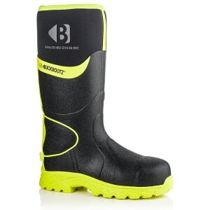 Buckbootz Safety S5 High Visibility Wellington Boot with Ankle Protection - Black/Yellow - Size 13
