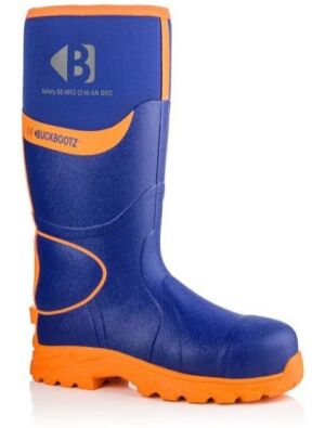 Buckbootz Safety S5 High Visibility Wellington Boot with Ankle Protection - Blue/Orange - Size 13