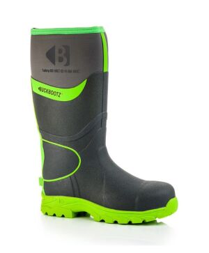 Buckbootz Safety S5 High Visibility Wellington Boot with Ankle Protection - Grey/Green - Size 7