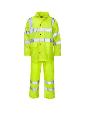 Hi-Vis PVC Rain Jacket & Trousers - Yellow - X-Large