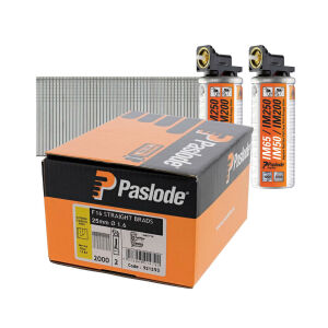 Paslode 921595 Nail & Fuel Pack - 50 x F16 S/Steel Straight Brads - 2,000 & 2 Fuel Cells