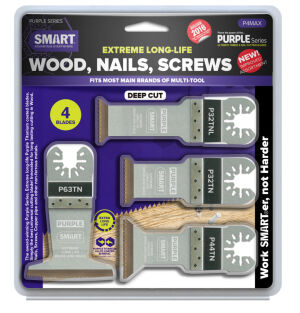 Smart P4MAX Purple Series - 4 Piece Titanium Alloy Bi-Metal Blade Set - Wood/Metal/Plastic