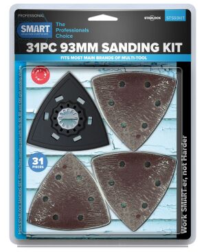 Smart STS93KIT - 93mm - 31 Piece Kit - Triangular Sanding Sheets & Backing Pad