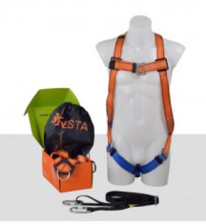 Aresta Single Point Safety Harness - Standard Buckle, 2m Webbing Lanyard, 2 x Carabiners & Pump Bag