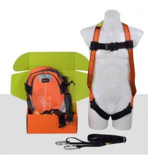 Aresta Single Point Safety Harness - Eeze-Klick Buckle, 2m Webbing Lanyard, 2 x Carabiners & Backpack