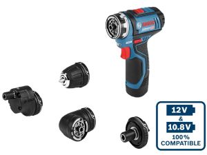 Bosch GSR 12V-15 FC Set Flexi Click Drill Driver 2 x 2.0Ah Li-Ion Batts & L-Boxx