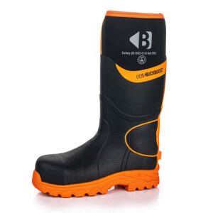 Buckbootz Safety S5 High Visibility Wellington Boot with Ankle Protection - Black/Orange - Size 13
