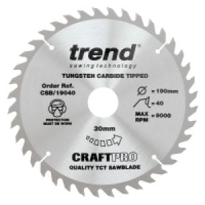 Trend CSB/19040 Craft Pro Saw Blade 190mm Diameter - 30mm Bore - 40 Tooth