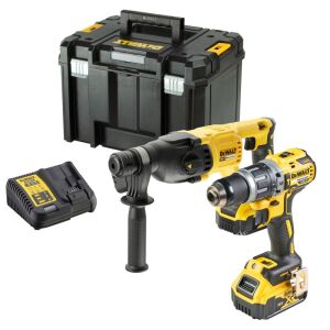 DeWalt DCK2071P2T 18V Combi Drill & SDS Plus Drill Twin Pack (2 x 5.0 Ah Batts)