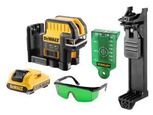 DeWalt DCE0825D1G 10.8V 5 Spot Cross Line Laser Kit Green - 1 x 2.0Ah Battery