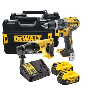 DeWalt DCK2071P2T 18V Combi Drill & SDS Plus Drill Twin Pack (2 x 5.0 Ah Batts)