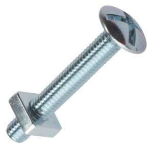M6 x 25  BZP Mushroom Head Roofing Nuts and Bolts (Box Of 200)