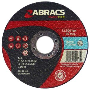 Abracs Proflex 115MM X 3MM X 22MM Flat Metal Cutting Disc