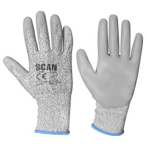 Scan Grey PU Coated Cut 3 Gloves - Size 9 (L)