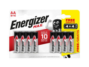 Energizer MAX AA Alkaline Batteries (Pack 4 + 4 FREE)